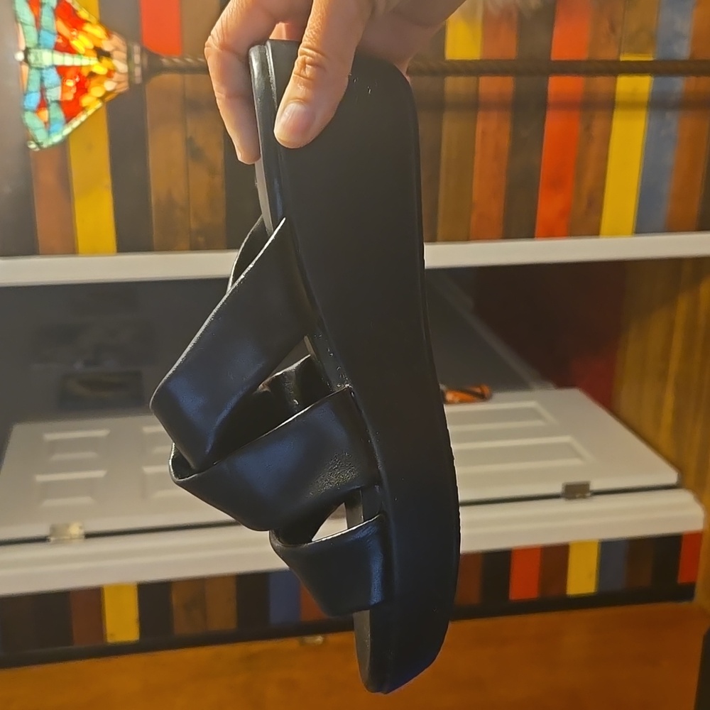 Women Black Strap Wedge Sandals.✨️ ✨️ SIZE 41 ✨️ - Picture 3 of 7